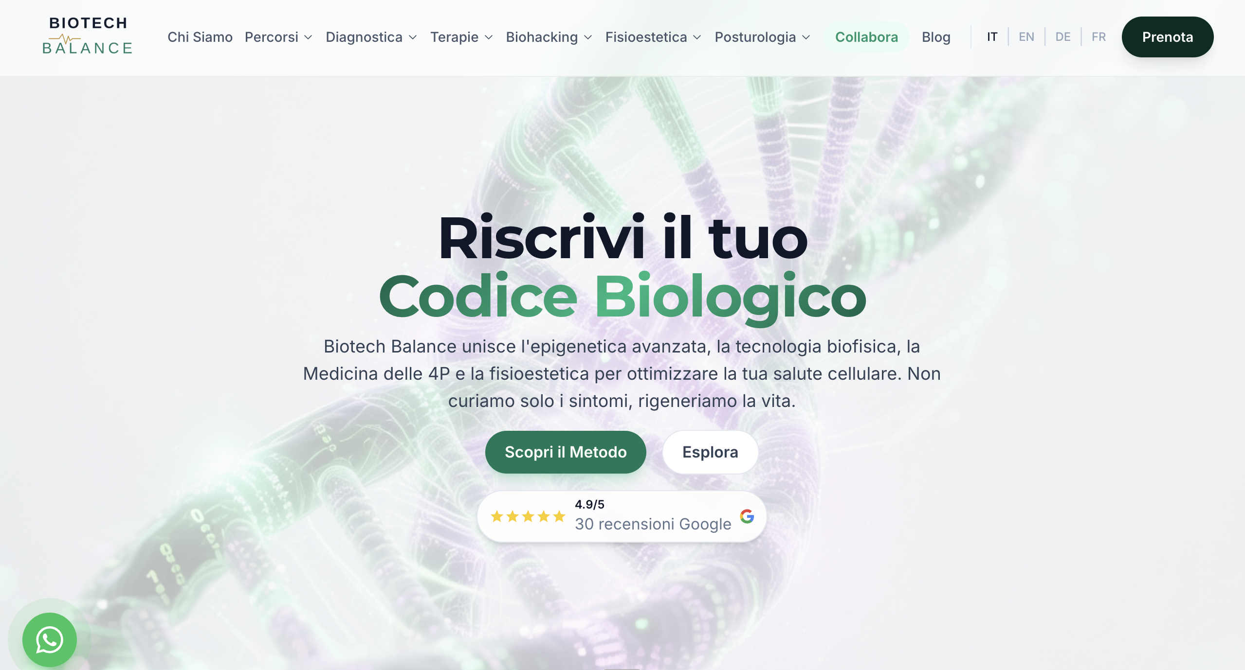 Homepage e identità digitale Biotech Balance